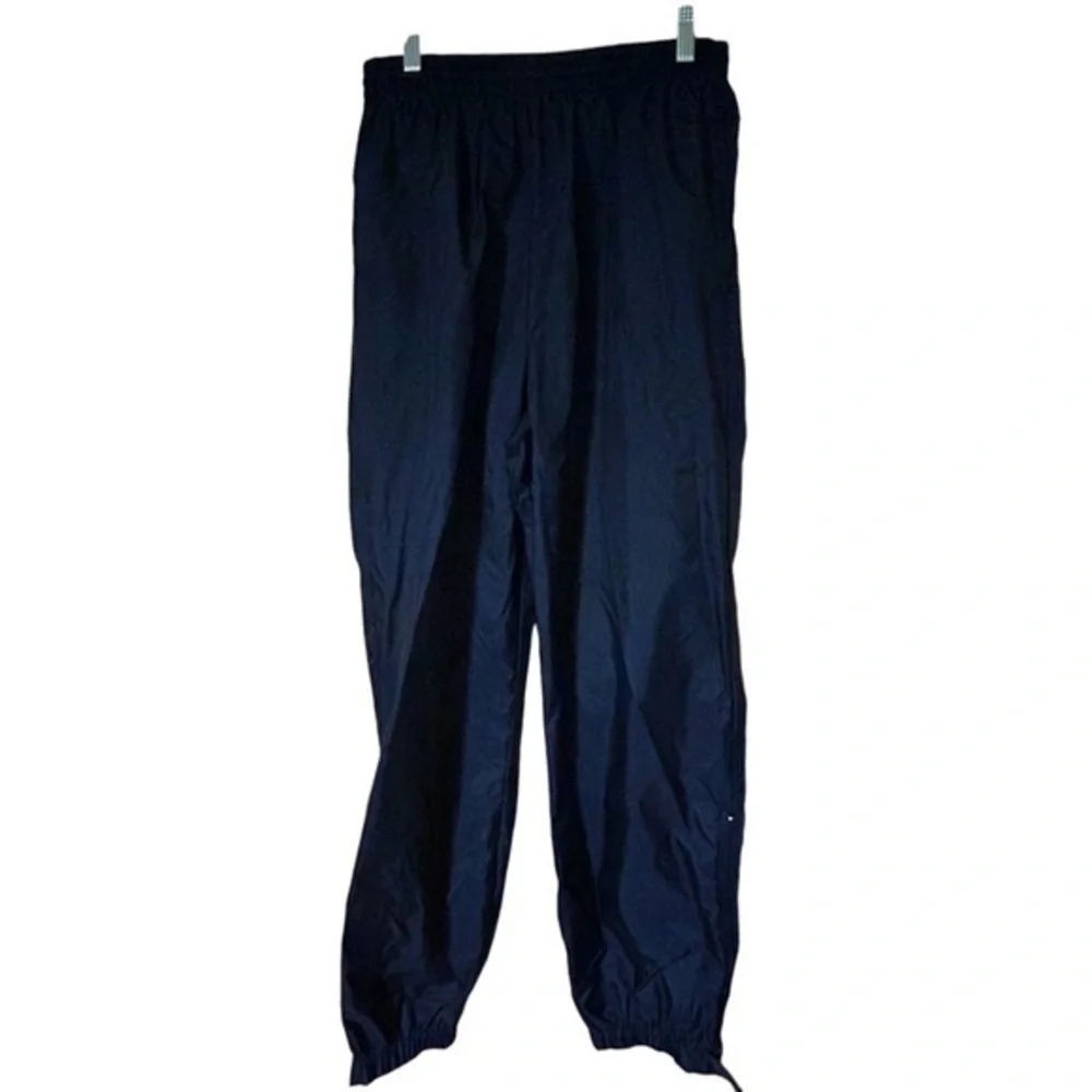 Columbia Women’s Vintage Nylon Track Pants Drawstring Zip Snap Ankle Large‎ Navy